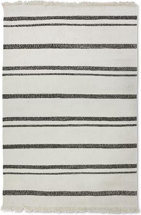 HKLIVING Striped Woolen Kelim Vloerkleed 200 x 300 cm Crème