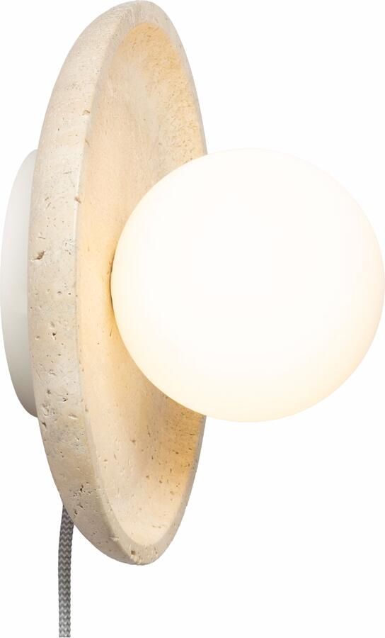It's about RoMi its about RoMi Wand- plafondlamp Tivoli Travertin & Glas Ø25cm Wit