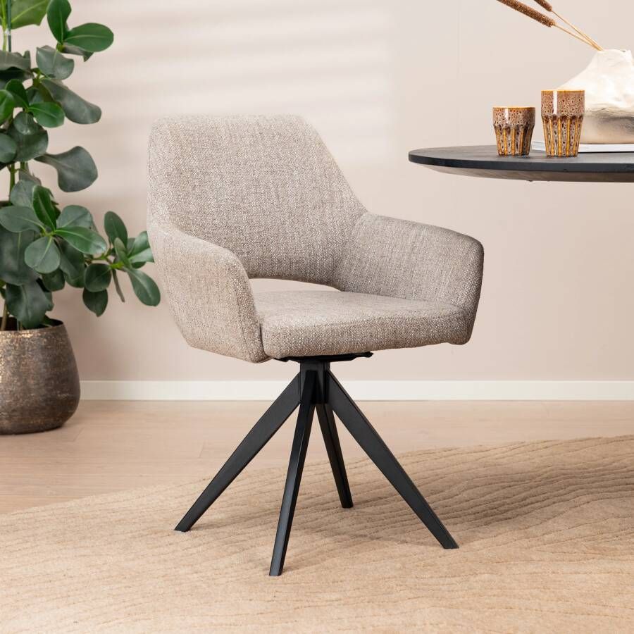 Jesper Home Eetkamerstoel 'Yanai' Turn Black Draaibaar kleur Soft Sage
