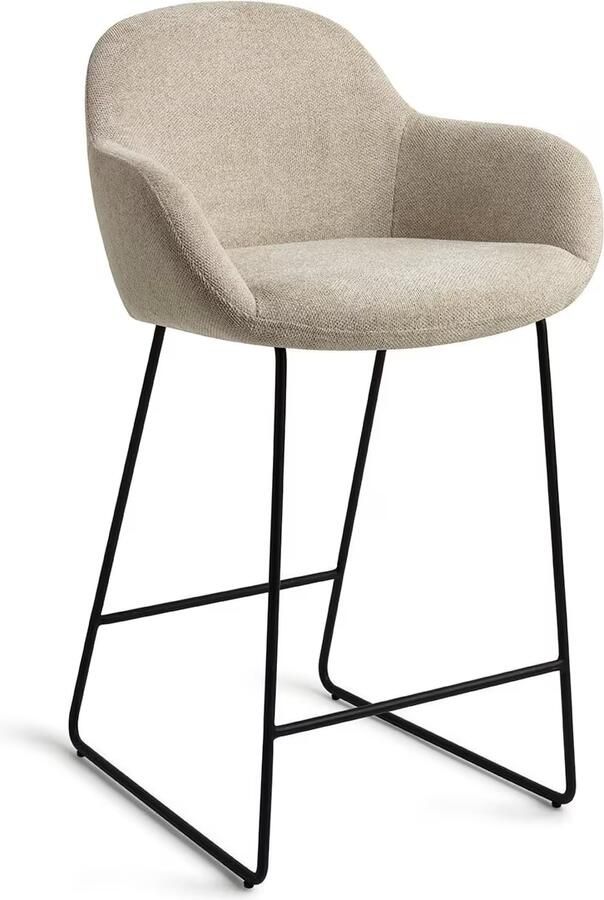 Jesper Home Barkruk Kushi Slide Black Ivory Ivy (zithoogte 67cm)