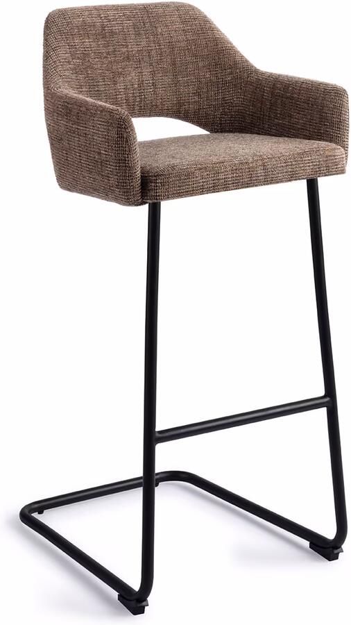 Jesper Home Barkruk Yanai Arch Black Checked Chestnut (zithoogte 75cm)