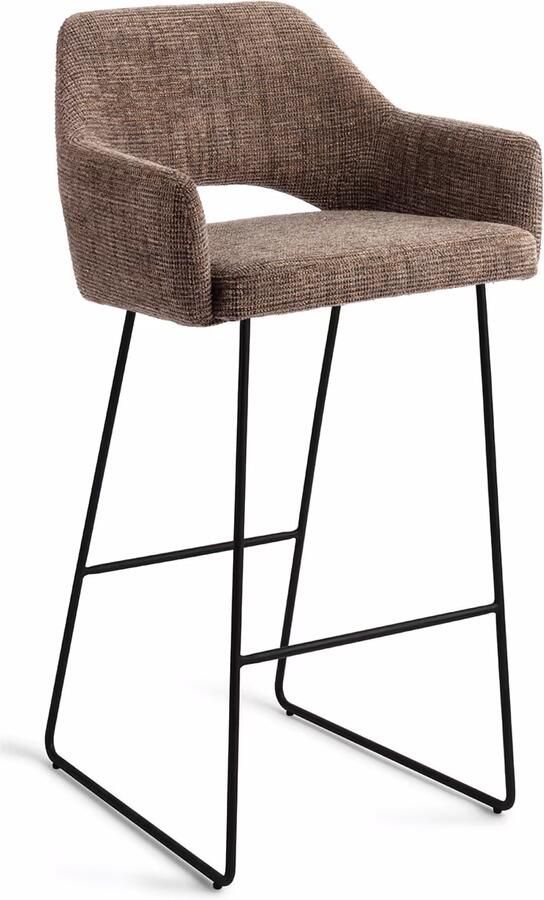 Jesper Home Barkruk Yanai Slide Black Checked Chestnut (zithoogte 75cm)