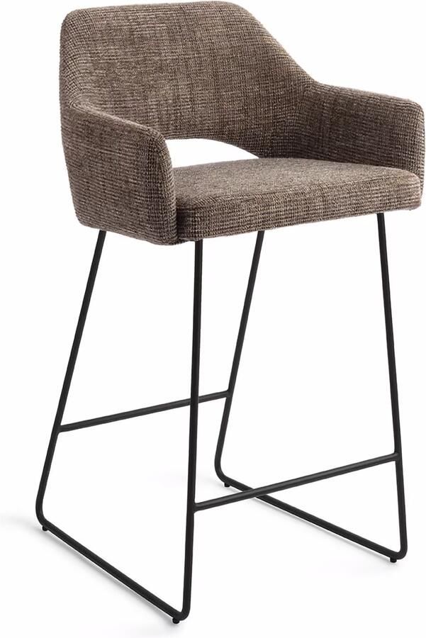 Jesper Home Barstoel Yanai Slide Black Checked Chestnut (zithoogte 65cm)