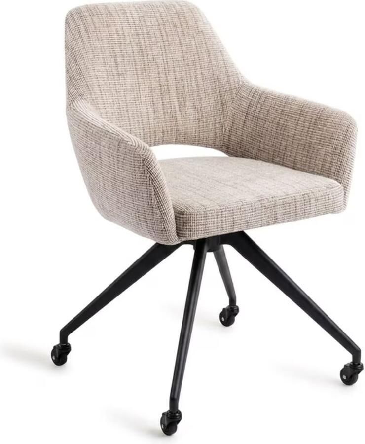 Jesper Home Draaibare Eetkamerstoel Yanai Glide Black Caramel Grid