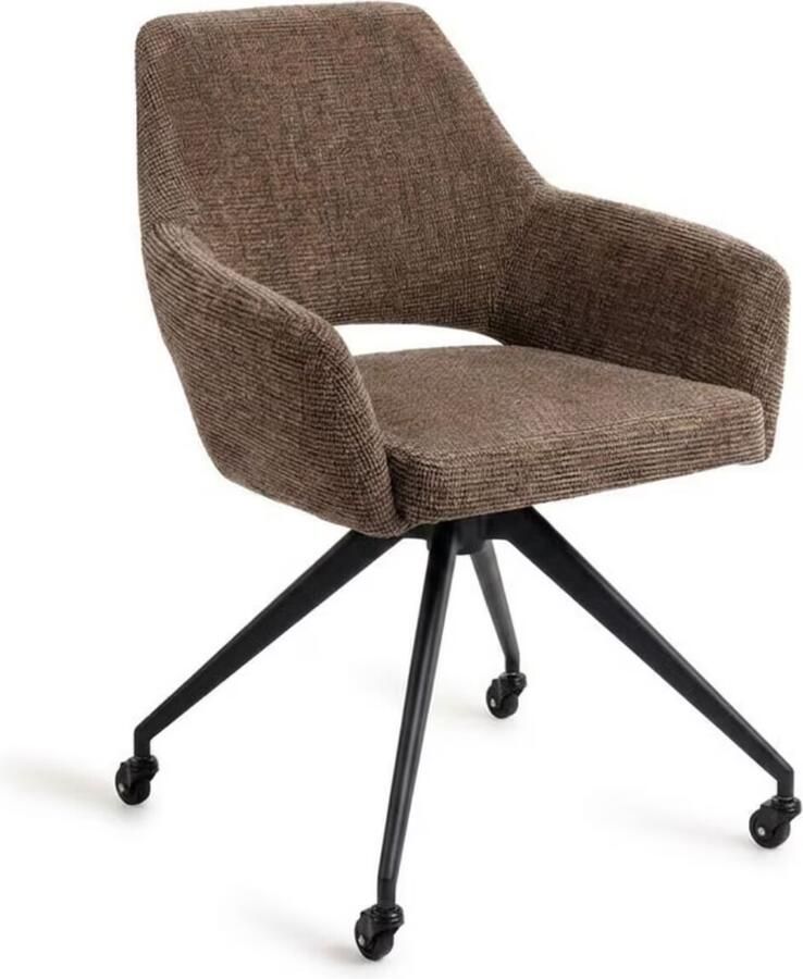 Jesper Home Eetkamerstoel Yanai Glide Black Checked Chestnut