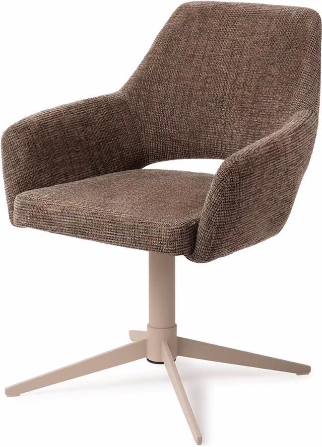 Jesper Home Eetkamerstoel Yanai Quad Beige Checked Chestnut