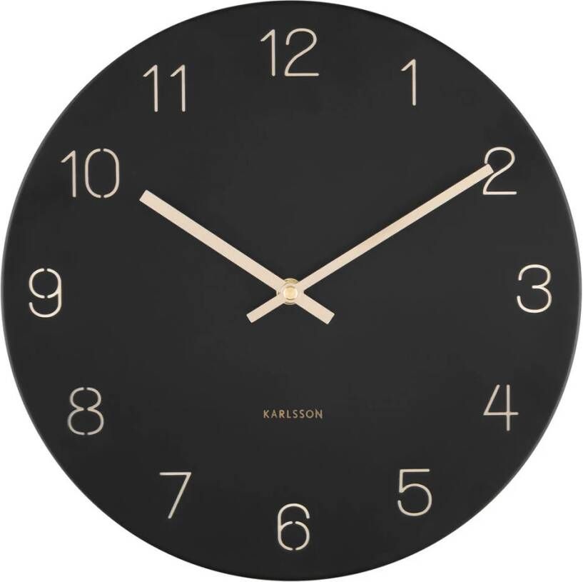 Karlsson Wandklok Charm Engraved Numbers Small Zwart- Ø30cm