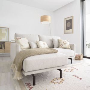 Kave Home 3-zitsbank Galene beige linkse chaise longue 214 cm