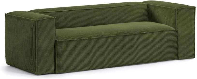 Kave Home 3-zits Bank Blok 240 cm Rib Donkergroen