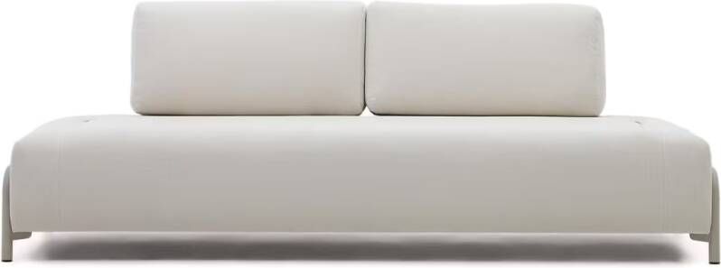 Kave Home Compo-3-zitsmodule in beige chenille en grijs metalen