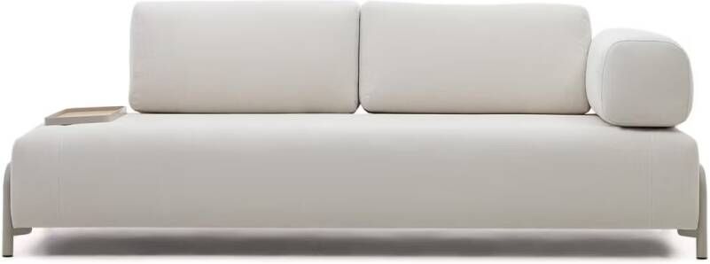 Kave Home Compo-3-zitsbank van grijze chenille klein eikenfineer