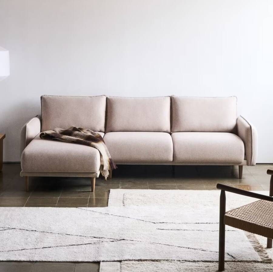 Kave Home 3-zits Loungebank Carlota Links Rechts Structuurstof Beige