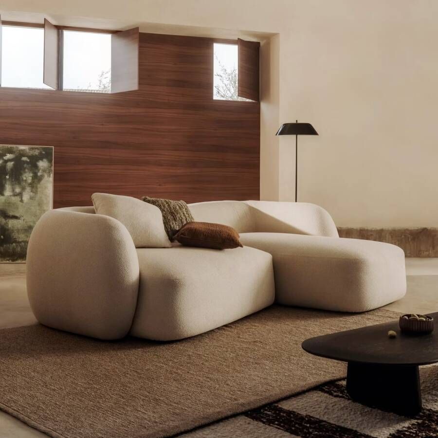 Kave Home 3-zits Loungebank Martina Rechts Structuurstof Beige