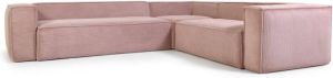 Kave Home 5-zits hoekbank Blok van roze corduroy 320 x 290 cm
