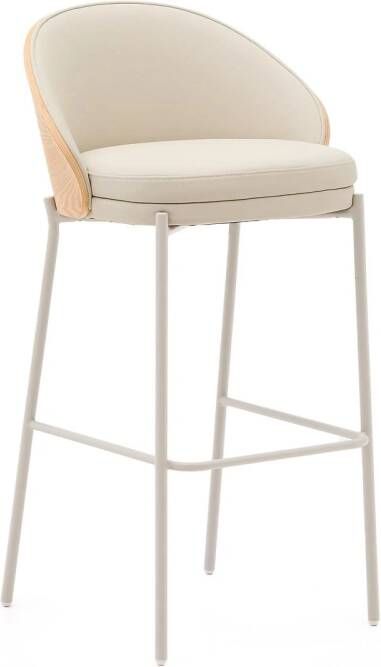 Kave Home Barkruk Eamy Lederlook Beige (zithoogte 77cm)