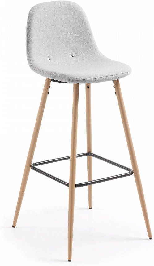 Kave Home Barkruk 'Nolite' (zithoogte 75cm) kleur lichtgrijs