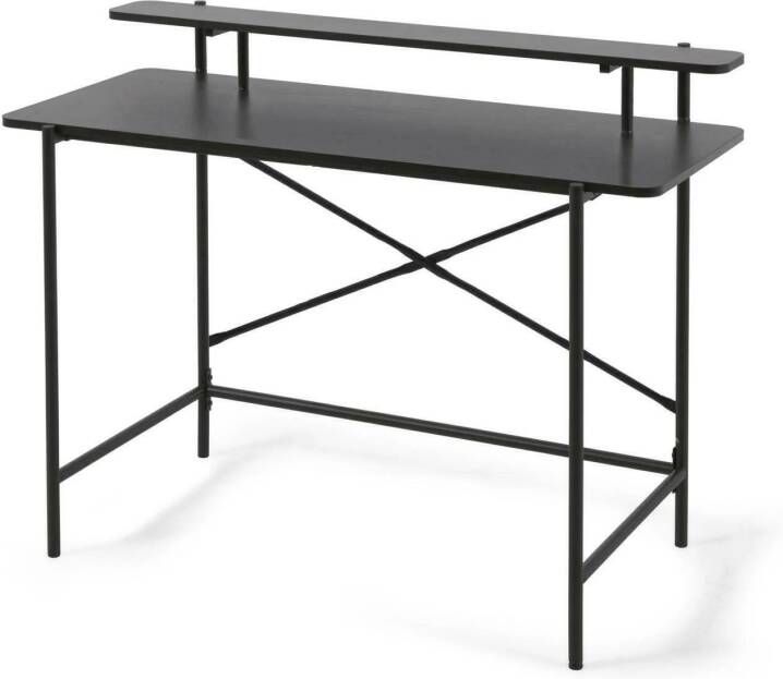 Kave Home Galatia zwart melamine bureau met metalen poten in zwarte