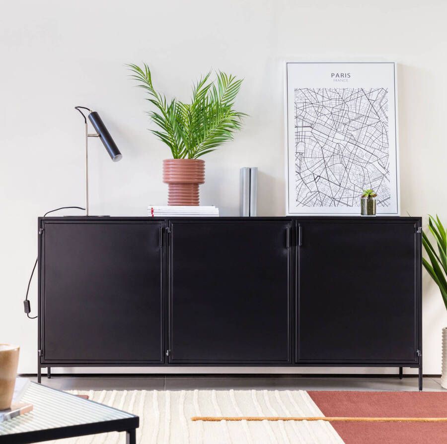 Kave Home Dressoir Shantay Zwart metaal 160cm
