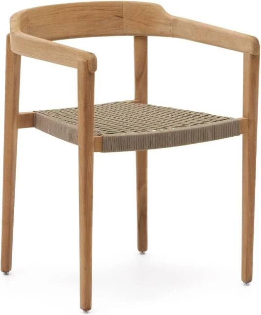 Kave Home Eetkamerstoel Icaro Teakhout en touw Beige