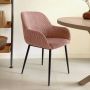 Kave Home Eetkamerstoel Konna Rib Roze Velvet - Thumbnail 2