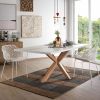 Kave Home Argo tafel 180 cm wit melamine hout effect benen online kopen