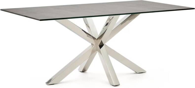 Kave Home Eettafel Argo Iron Moss Keramiek 180 x 100cm Zilver