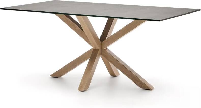 Kave Home Eettafel Argo Keramiek en houtlook 180 x 100cm Bruin