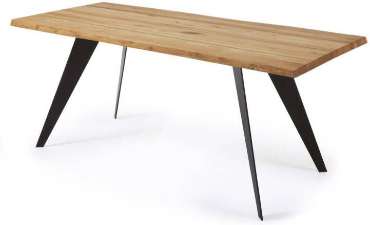 Kave Home Koda eikenfineer tafel met natuurlijke afwerking en zwart
