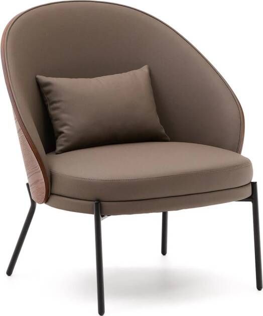 Kave Home Fauteuil Eamy Lederlook Bruin