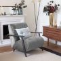 Kave Home Meghan fauteuil in grijze chenille en hout met wengé afwerking - Thumbnail 2