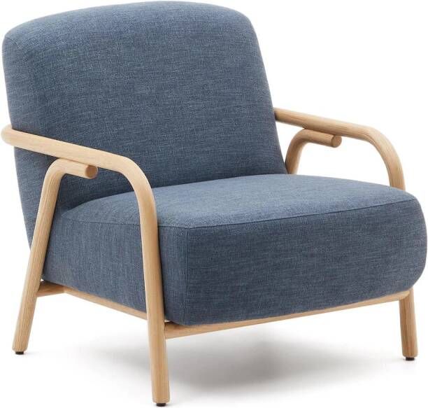 Kave Home Fauteuil Sylo Essenhout en stof Blauw