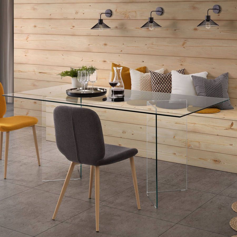 Kave Home Glazen Eettafel Burano 180 x 90 cm Transparant