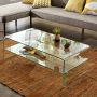 Kave Home Glazen Salontafel Burano met onderplank 110 x 55 cm Transparant - Thumbnail 2