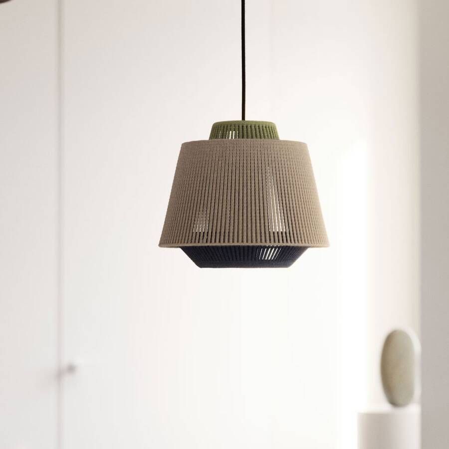 Kave Home Yuvia katoenen plafondlamp met beige en blauwe afwerking