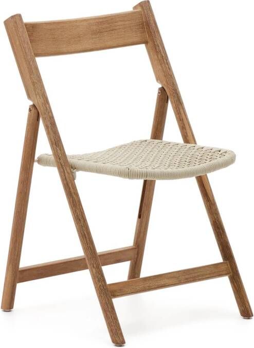 Kave Home Inklapbare Eetkamerstoel Dandara Acaciahout en touw Wit