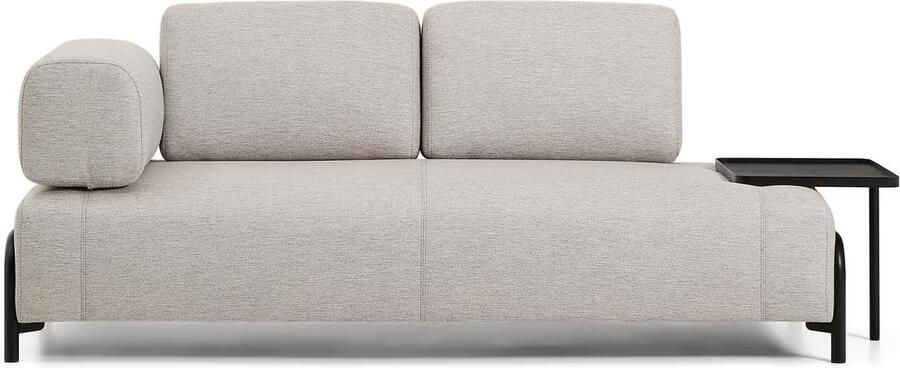 Kave Home 2-zits Bank Compo Met bijzettafel Beige Zwart