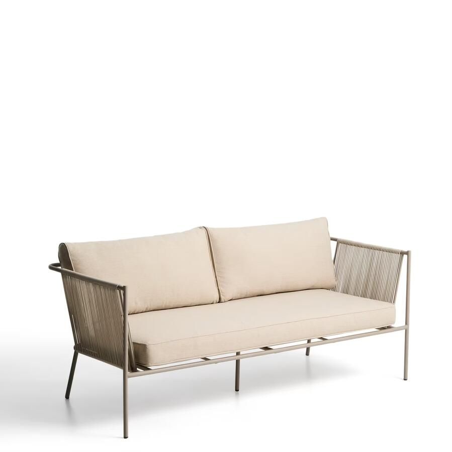 Kave Home 2-zits Loungebank Zivia Staal en touw Ecru Taupe