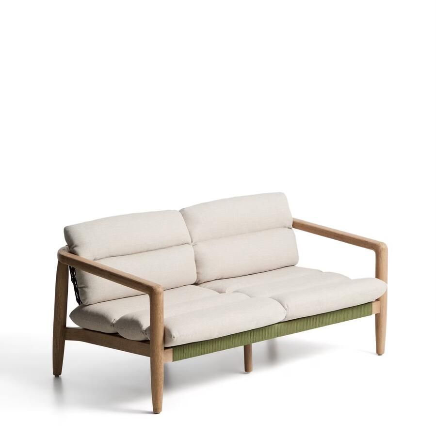 Kave Home 2-zits Tuinbank Menfi Acaciahout en touw 136cm Donkergroen