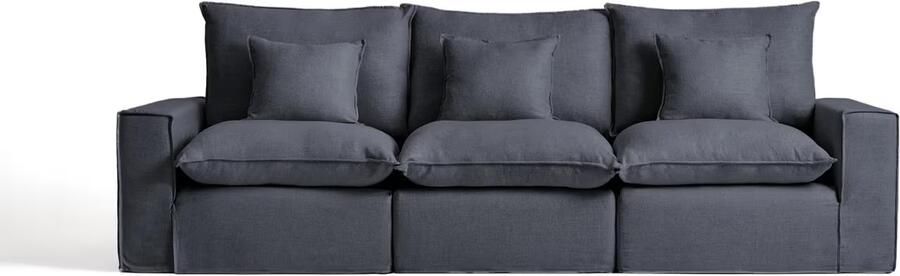 Kave Home 3-zits Bank Anarela Linnen 310cm Donkergrijs