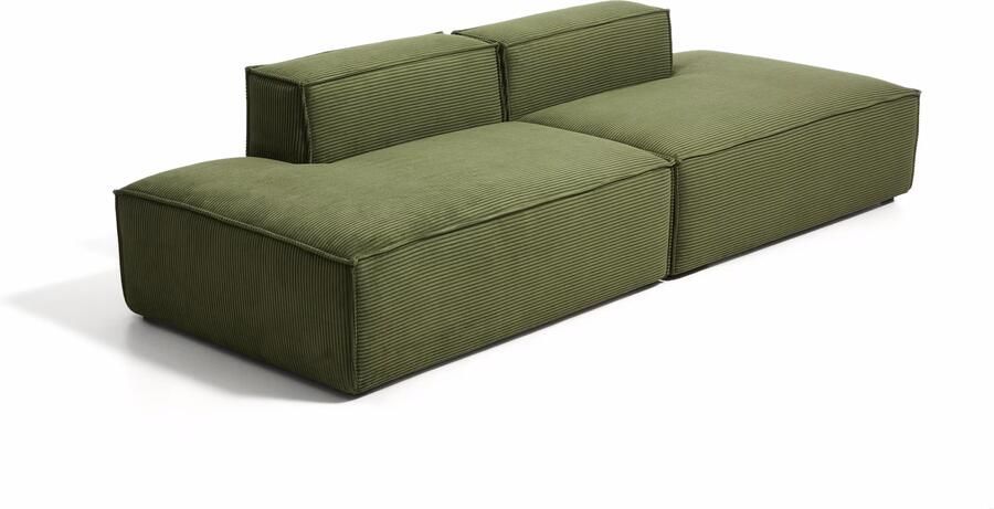 Kave Home 3-zits Bank Blok 290cm Rib Donkergroen
