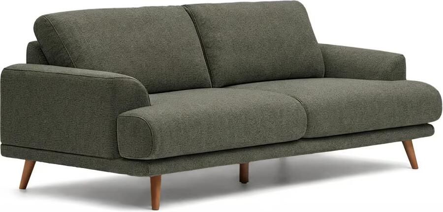 Kave Home 3-zits Bank Karin 228cm Donkergroen Walnoot