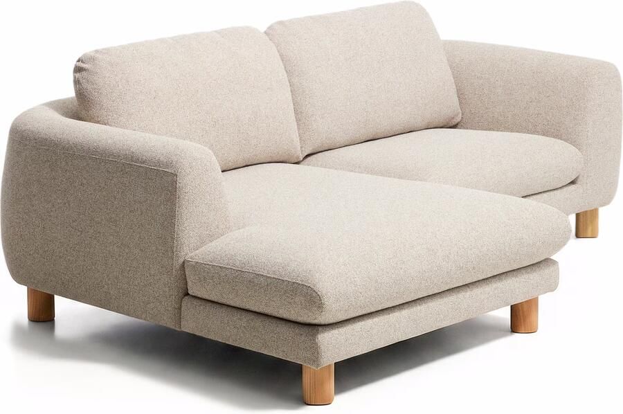 Kave Home 3-zits Hoekbank Vera Links 232cm Structuurstof en naturel poten Beige