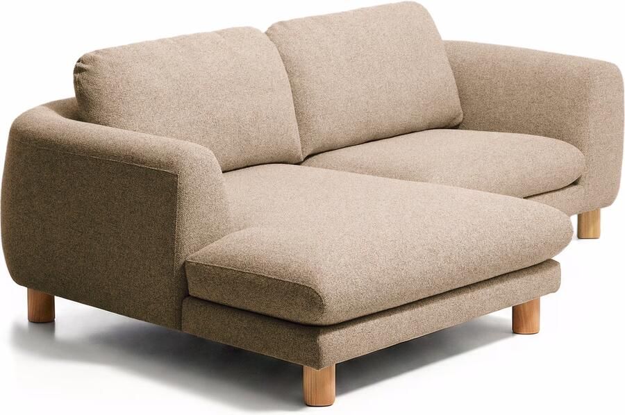 Kave Home 3-zits Hoekbank Vera Links 232cm Structuurstof en naturel poten Lichtbruin