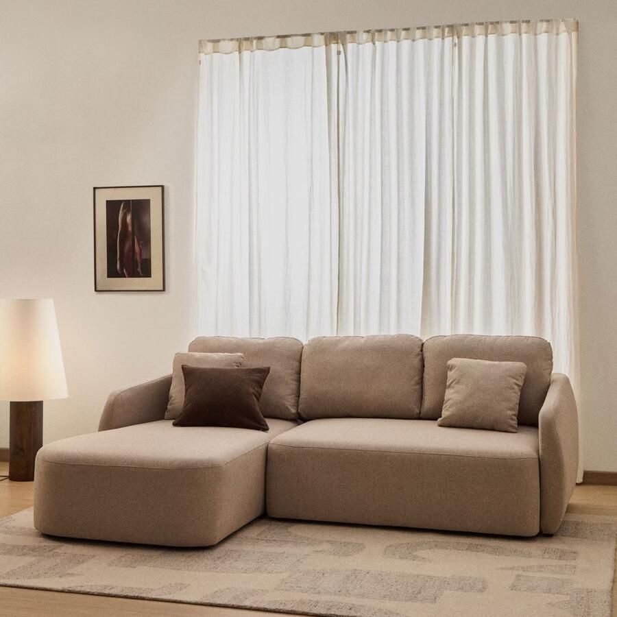 Kave Home 3-zits Lounge Slaapbank Laira Links Chenille Beige