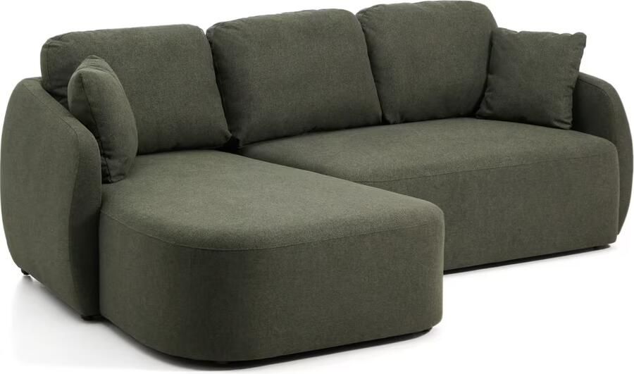 Kave Home 3-zits Lounge Slaapbank Laira Links Chenille Donkergroen