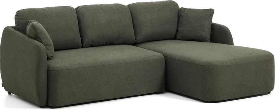 Kave Home 3-zits Lounge Slaapbank Laira Rechts Chenille Donkergroen