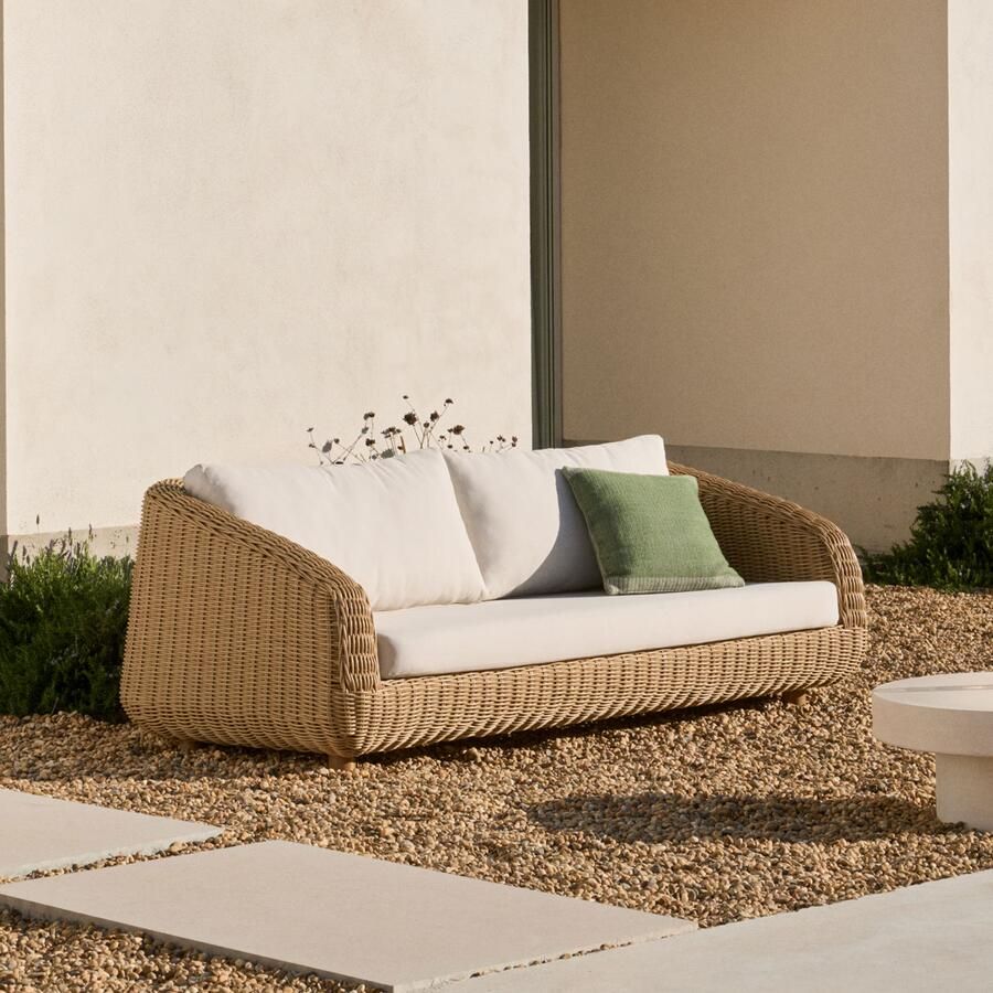 Kave Home 3-zits Loungebank Meria Rattan Bruin