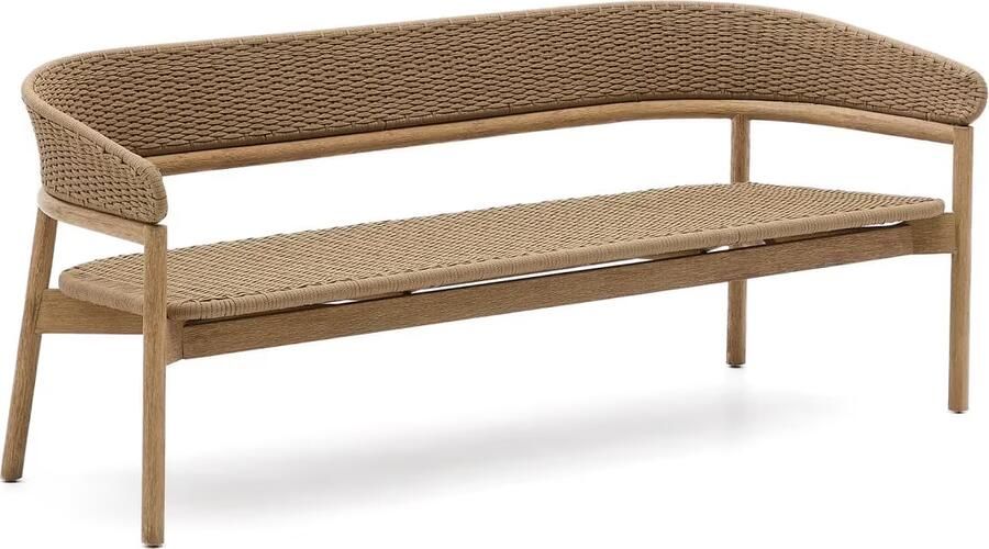 Kave Home 3-zits Tuinbank Arinella Acaciahout en geweven touw Beige