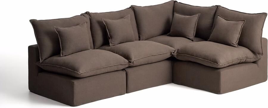 Kave Home 4-zits Hoekbank Anarela 287cm Linnen Taupe