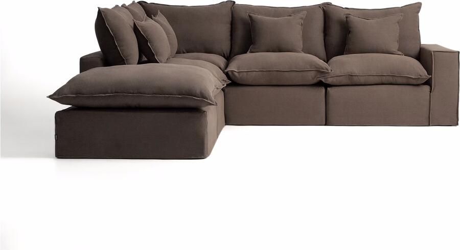 Kave Home 4-zits Hoekbank Anarela 287cm Linnen Taupe